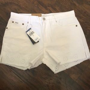 Polo white denim shorts